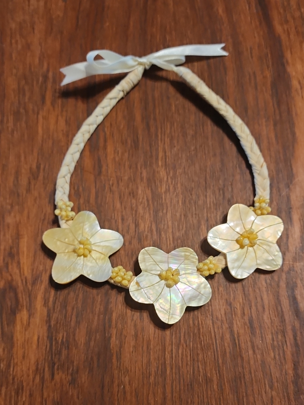 Yellow Floral Mother Of Pearl Hawaiin Necklace - Women Jewelry